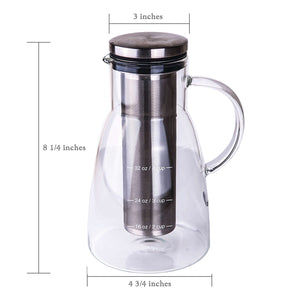 Cold Brew Coffee Maker & Tea Infuser Carafe by Integrity Chef - 5 Cup Pitcher, Premium Food Grade Quality Stainless Steel & Glass Pot, Perfect Gift, SAVE A LIFE!